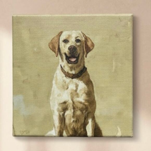 Darren Gygi Yellow Labrador Home  Collection Hanging Canvas Print 5”x5” - Picture 1 of 6